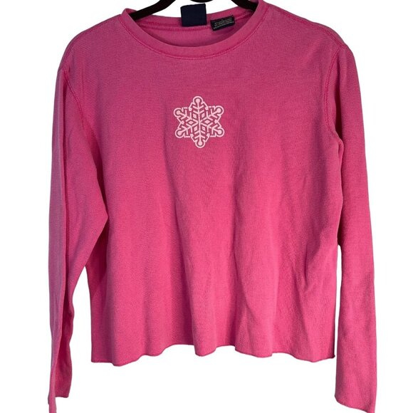 route 66 long sleeve shirt snow flake pink stretch cotton blend size x READ - Picture 1 of 4